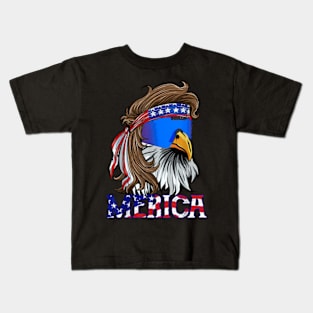 Eagle Mullet Sunglasses Merica 4Th Of July Usa American Flag Kids T-Shirt